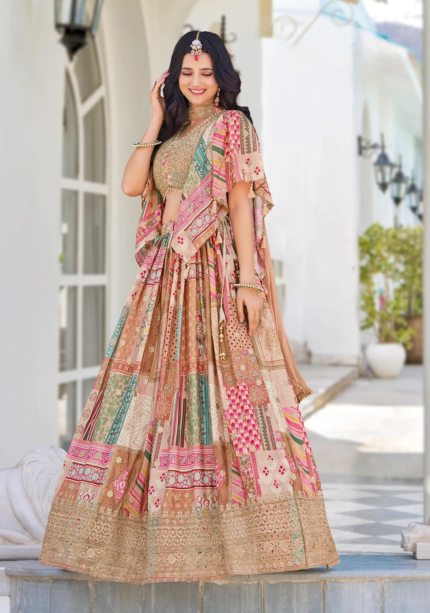 Digital Print with Zari Dori Embroidery work 